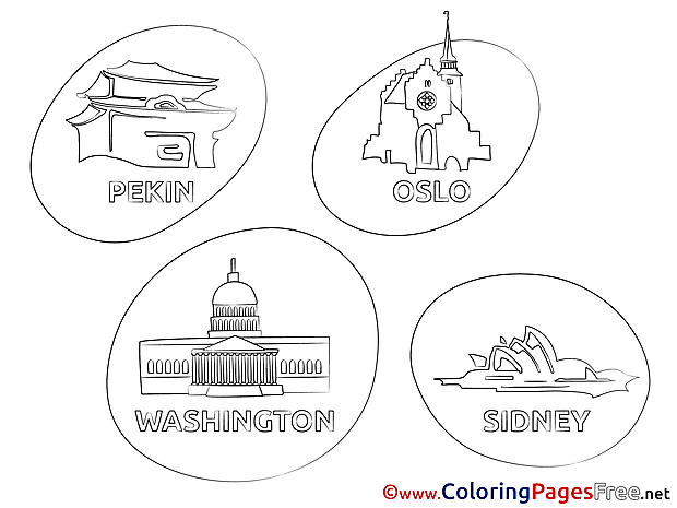 Travelling Cities free Colouring Page download