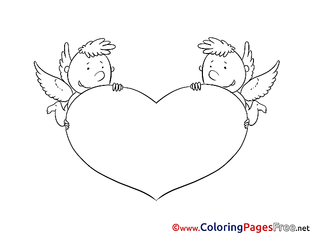Amurs Heart Kids Valentine's Day Coloring Page