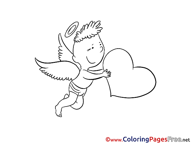 Angel Boy free Colouring Page Valentine's Day