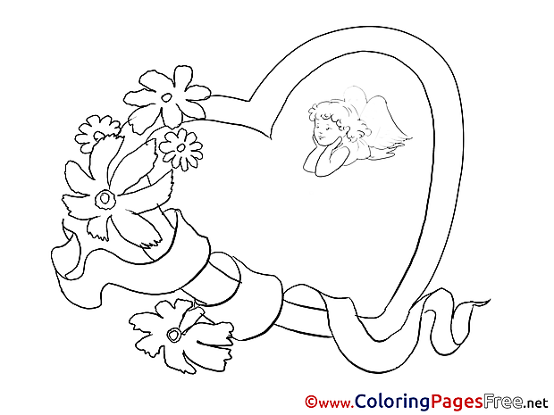 Angel Flowers printable Valentine's Day Coloring Sheets