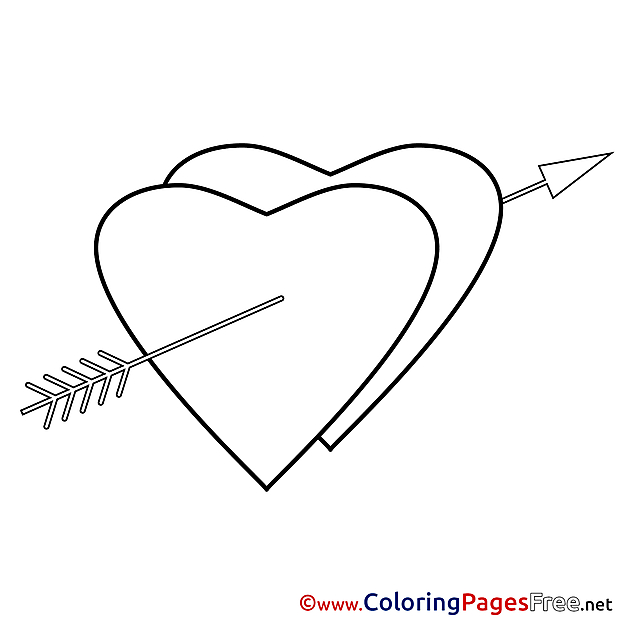 Arrow Heart for Kids Valentine's Day Colouring Page