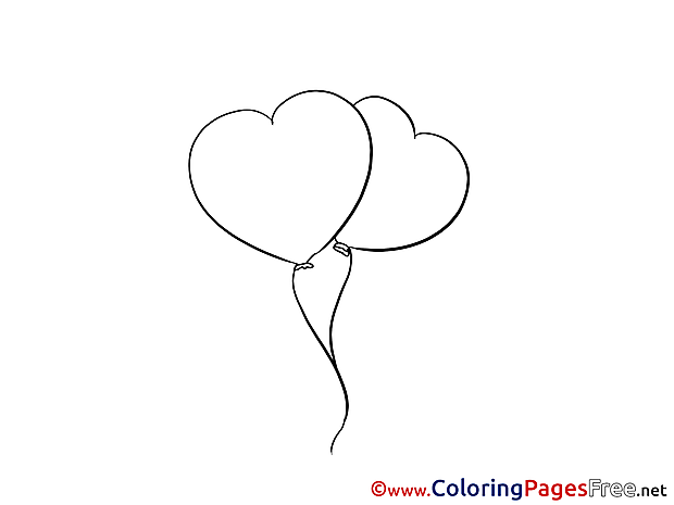 Balloons Colouring Sheet download Valentine's Day
