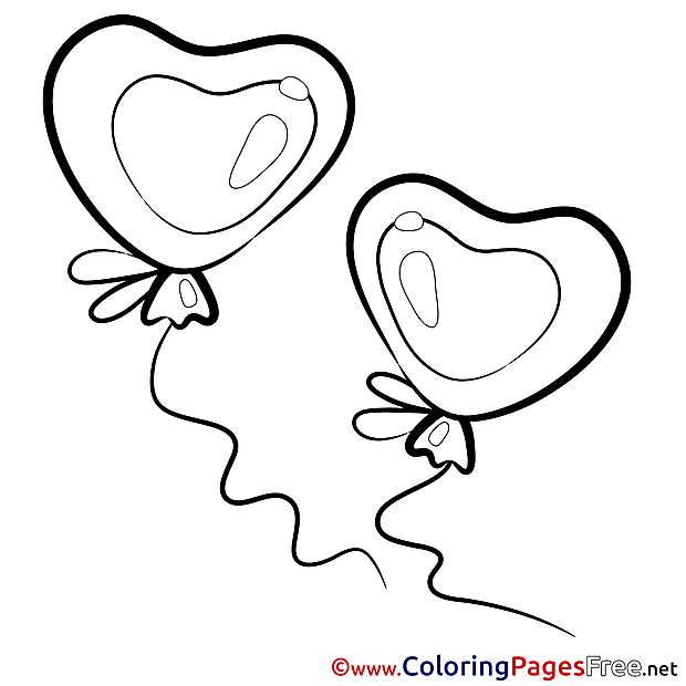 Balloons download Valentine's Day Coloring Pages