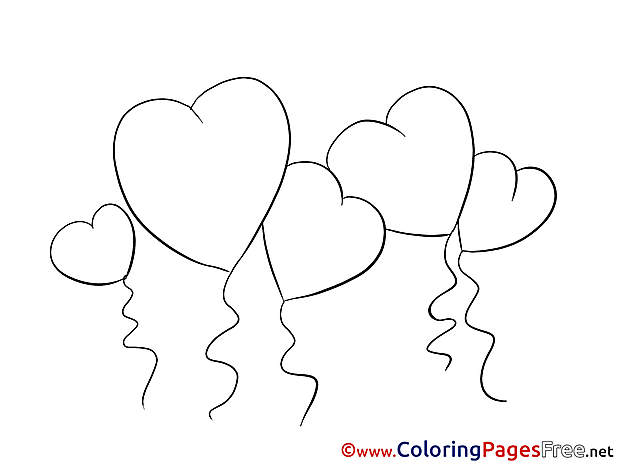 Balloons Hearts Coloring Pages Valentine's Day for free