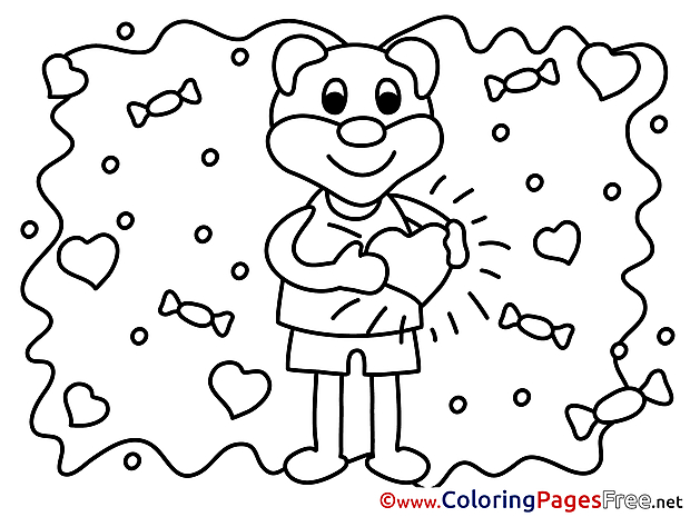 Bear Love download Valentine's Day Coloring Pages
