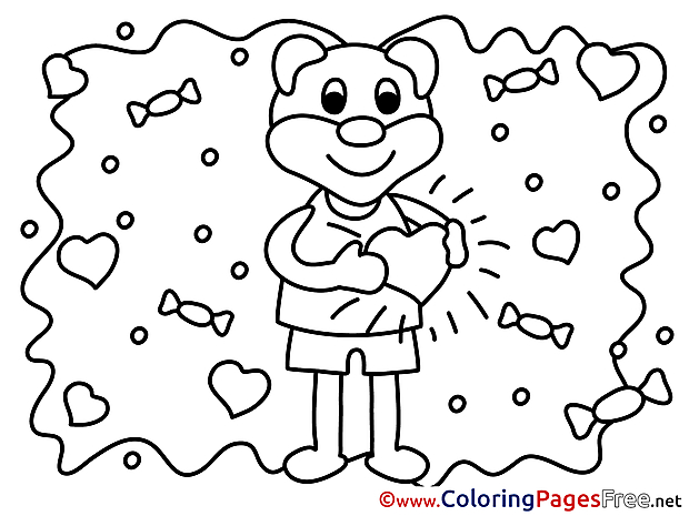 Bear Love download Valentine's Day Coloring Pages