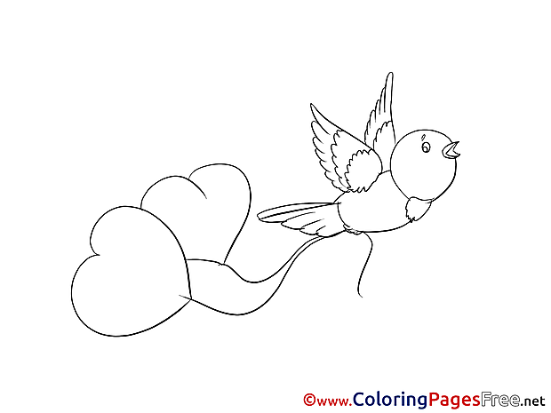 Bird Hearts Kids Valentine's Day Coloring Page