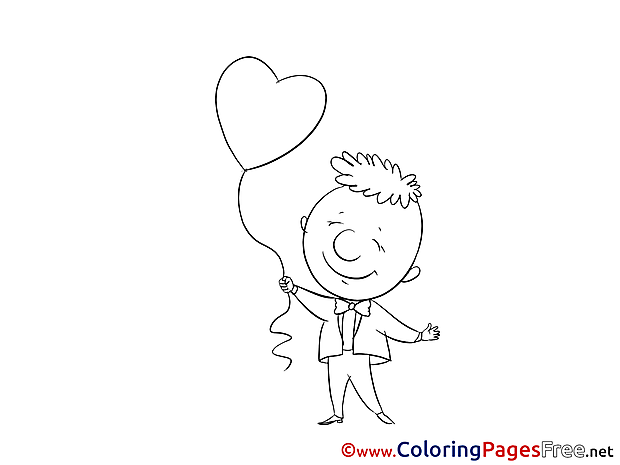 Boy Balloon Heart download Valentine's Day Coloring Pages