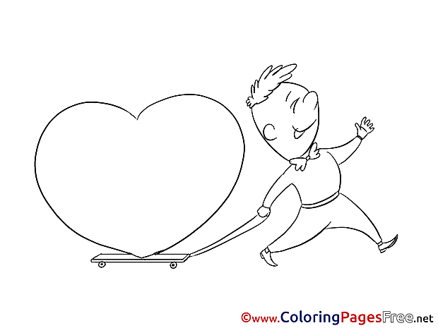 Boy with Heart Coloring Sheets Valentine's Day free