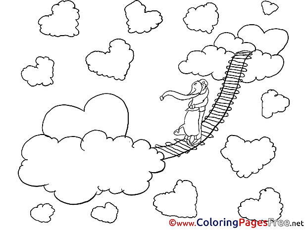 Bridge in Sky Colouring Sheet  Valentine's Day