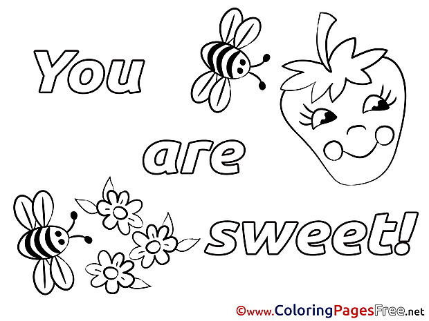 Bugs You Are Sweet free Valentine's Day Coloring Sheets