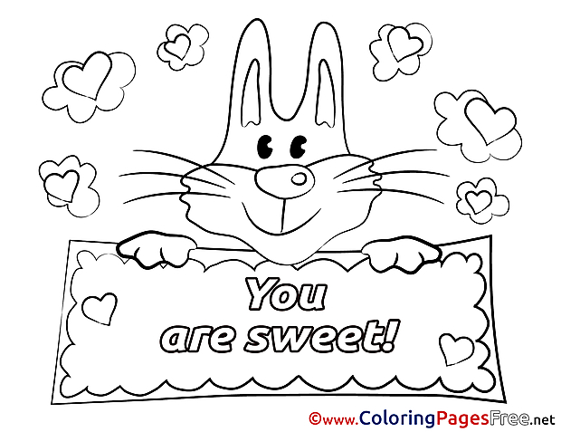 Bunny Valentine's Day free Coloring Pages