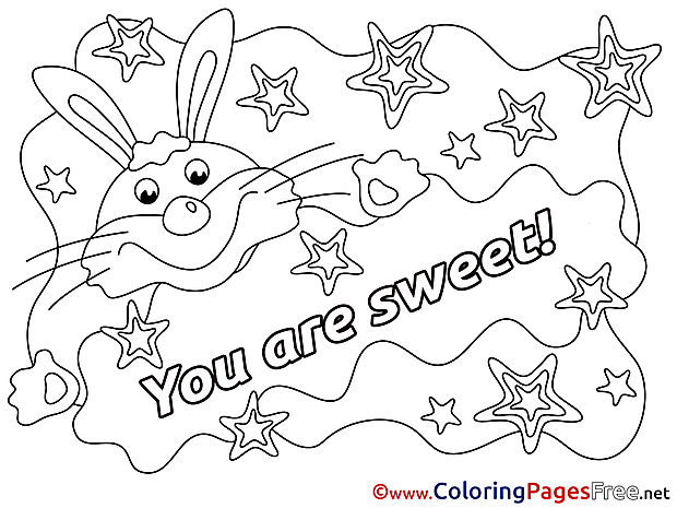 Bunny You Are Sweet Colouring Sheet download Valentine's Day