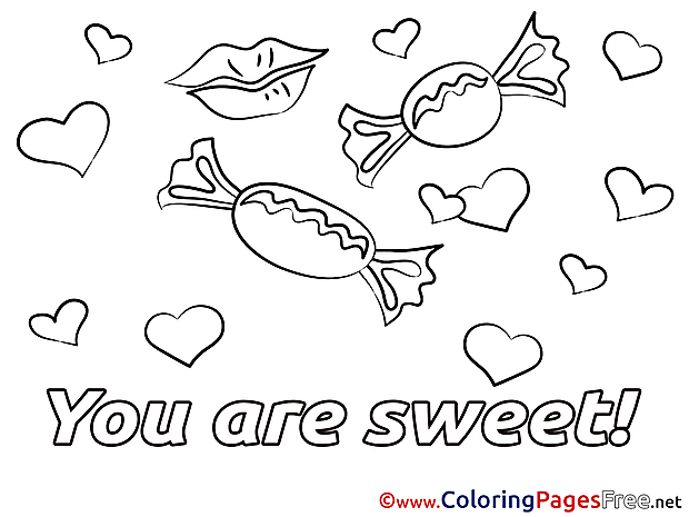 Candies Children Valentine's Day Colouring Page