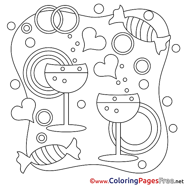 Champagne Kids Valentine's Day Coloring Pages