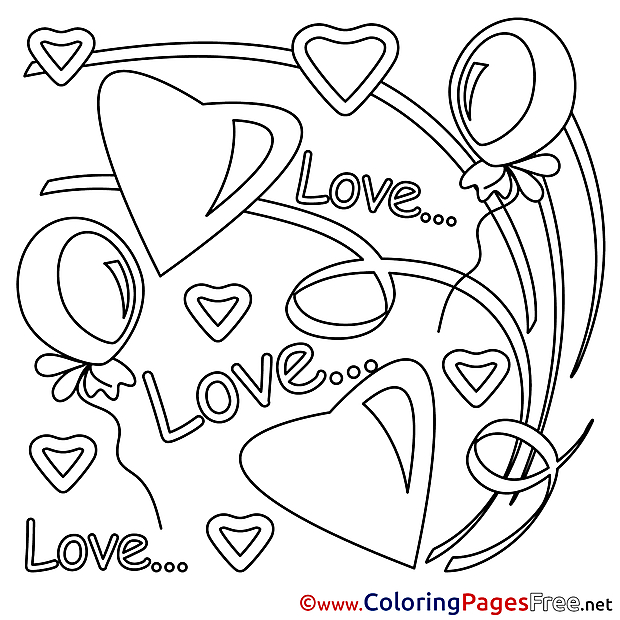 Colouring Page Valentine's Day free Love