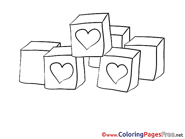 Cubes Valentine's Day Coloring Pages free
