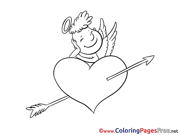 Cupid Heart Valentine's Day Coloring Pages free