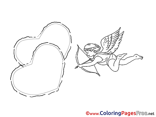 Cupid Hearts Coloring Pages Valentine's Day for free