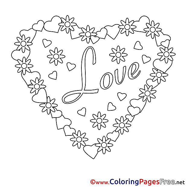 Drawing Heart for Kids Valentine's Day Colouring Page