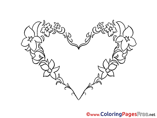 Flowers Heart printable Valentine's Day Coloring Sheets