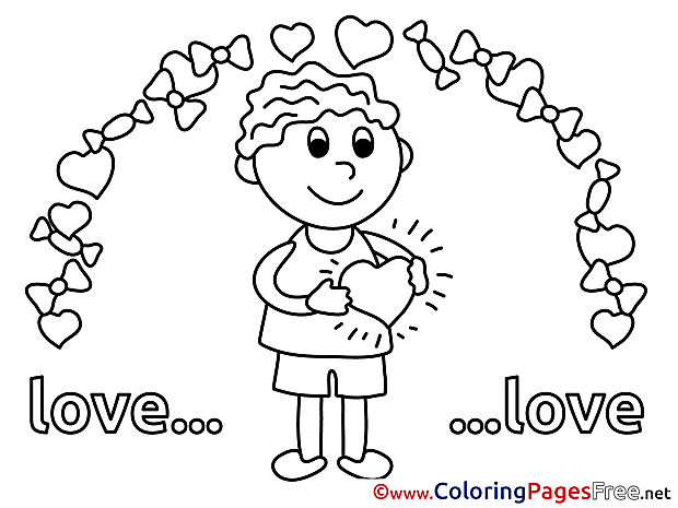 Free Boy Love Colouring Page Valentine's Day