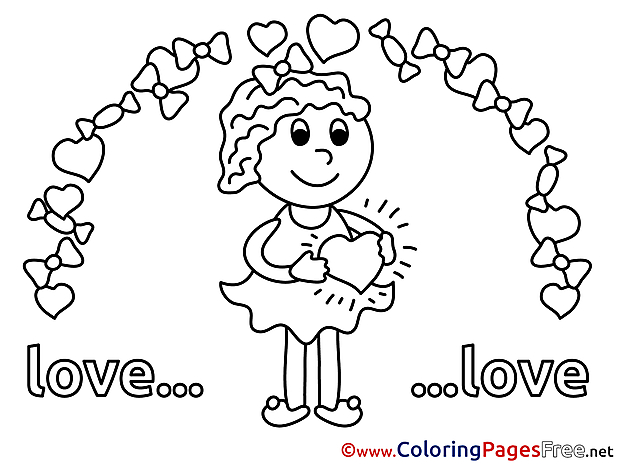 Girl Love Coloring Pages Valentine's Day for free