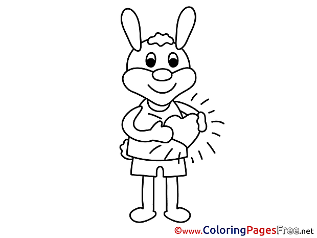 Hare Heart for Kids Valentine's Day Colouring Page