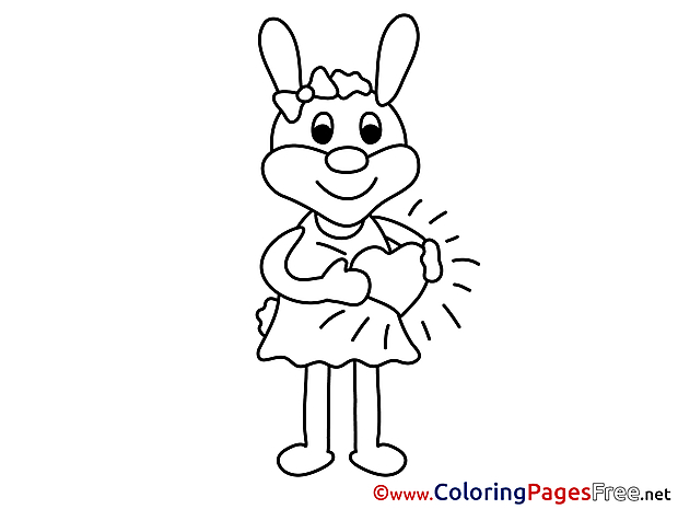 Hare printable Coloring Pages Valentine's Day