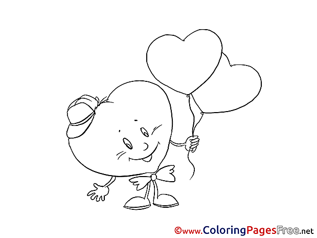 Holiday Balloons Heart Valentine's Day Coloring Pages