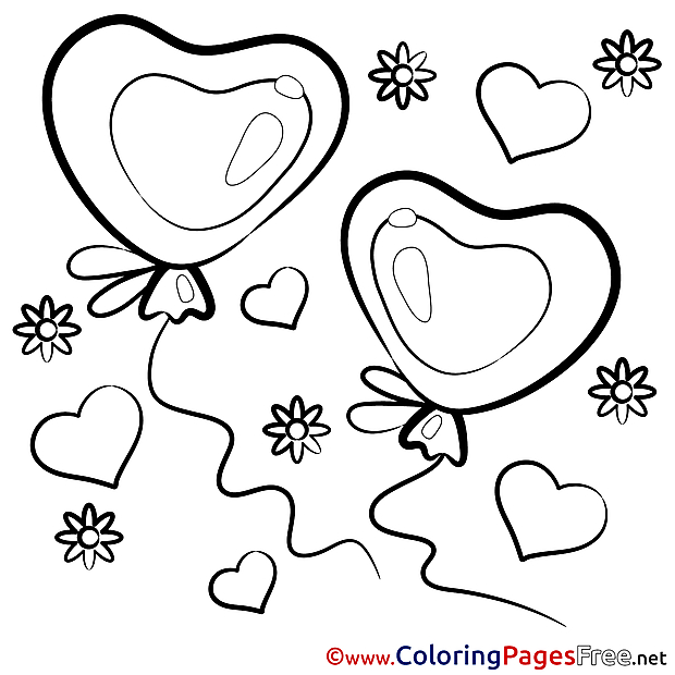 Holiday Hearts Children Valentine's Day Colouring Page