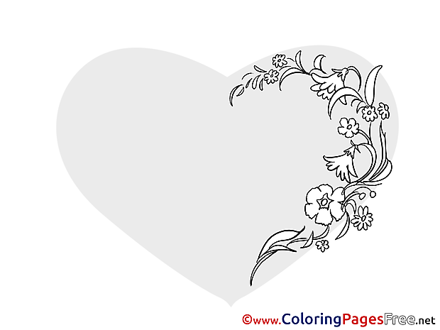 Image Flowers Heart free Valentine's Day Coloring Sheets