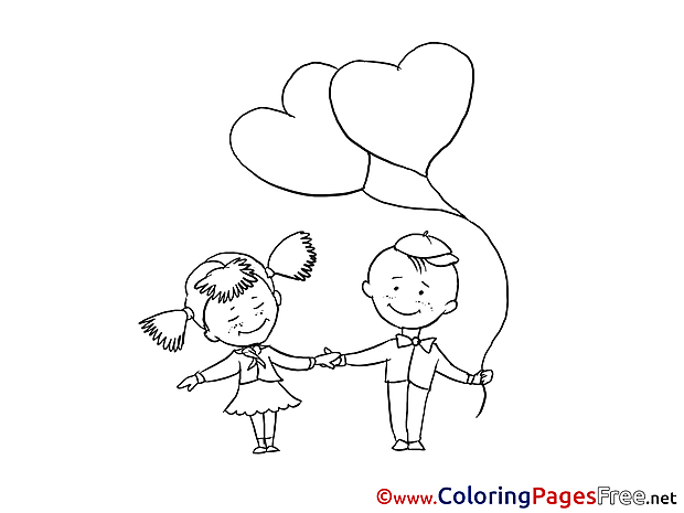 Kids Balloon Colouring Page Valentine's Day free