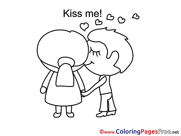 Kiss Me Colouring Page Valentine's Day free