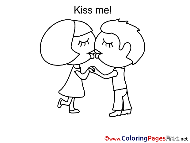 Kiss Me Kids Valentine's Day Coloring Page