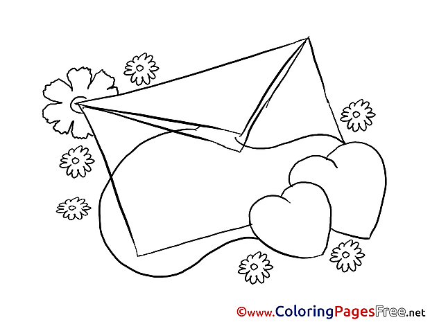 Letter Hearts Children Valentine's Day Colouring Page