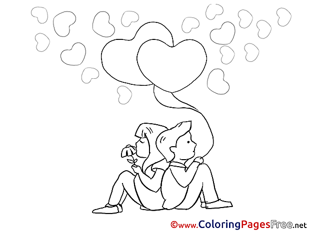 Lovers for Kids Valentine's Day Colouring Page