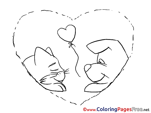 Pets Heart Coloring Sheets Valentine's Day free