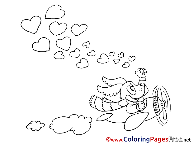 Plane Coloring Sheets Valentine's Day Hearts free