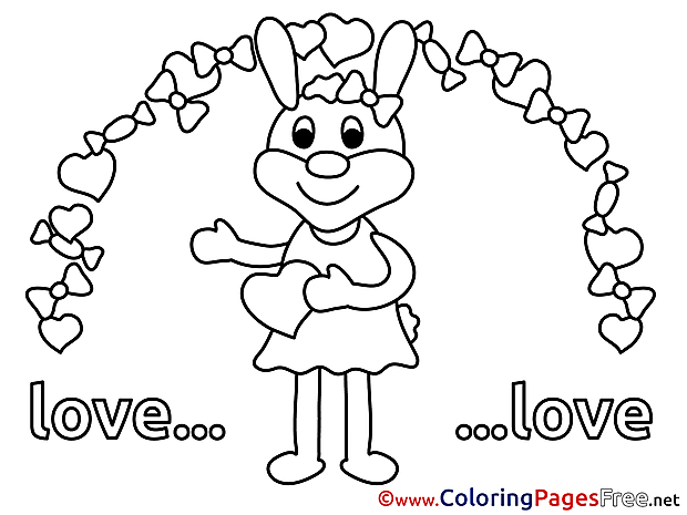 Printable Bunny Heart Valentine's Day Coloring Sheets