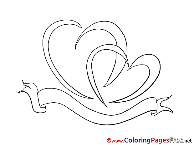 Ribbon Hearts Coloring Sheets Valentine's Day free