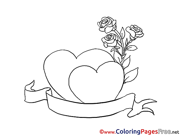 Roses Hearts Children Valentine's Day Colouring Page