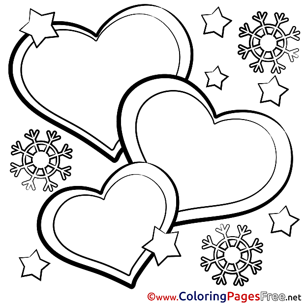 Snowflakes Kids Valentine's Day Coloring Page