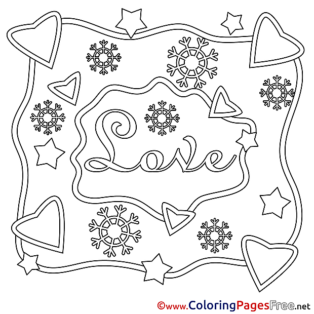 Snowflakes Love Valentine's Day Coloring Pages download