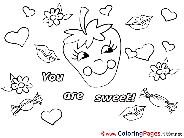 Strawberry You Are Sweet Valentine's Day Coloring Pages