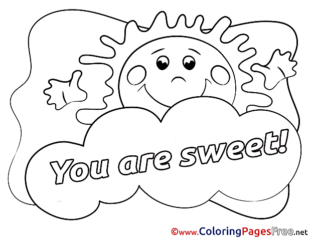 Sun You Are Sweet Coloring Sheets Valentine's Day