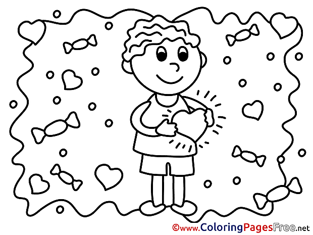 Valentine's Day Boy Colouring Page  free