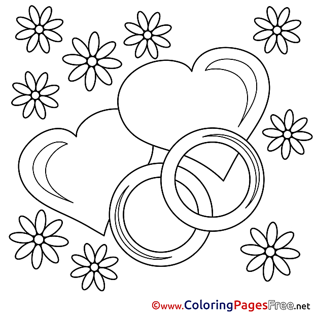 Wedding Rings Coloring Pages Valentine's Day for free