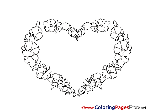 Wreath Flowers printable Coloring Pages Valentine's Day