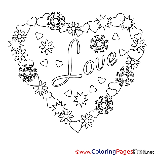 Wreath Heart printable Valentine's Day Coloring Sheets